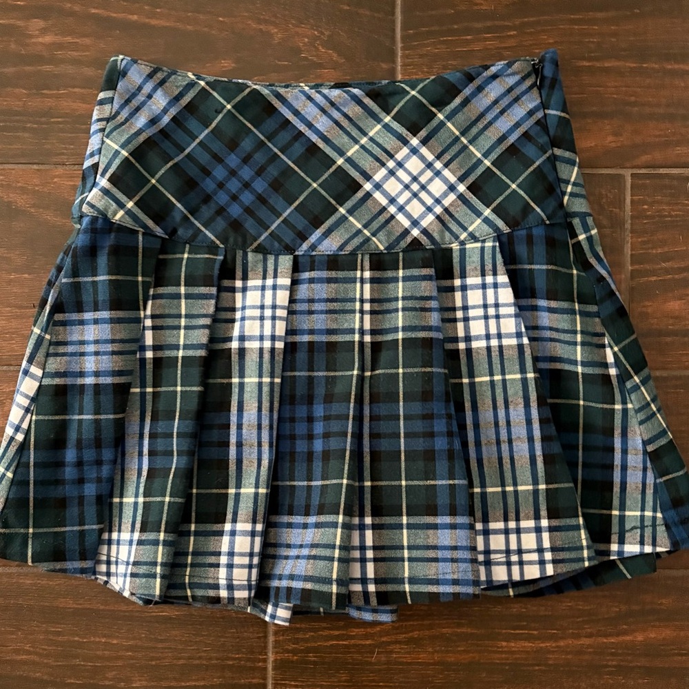 American Eagle Outfitters Blue and Black Plaid A-Line Skirt